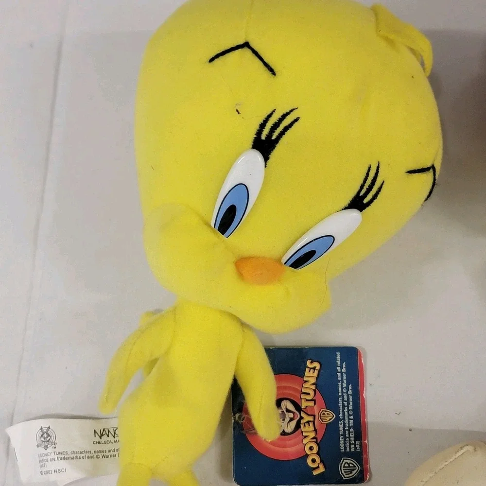 Vtg Warner Bros Looney Tunes TWEETY BIRD Plush Baseball Player 1998 And 2002